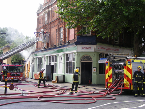 Fire at O-Tower Caribbean restaurant in Tower Bridge Road