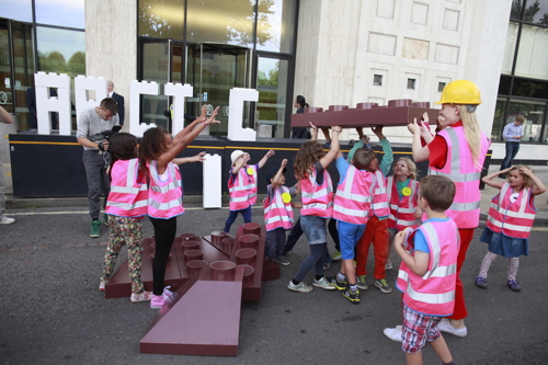Kids join Greenpeace Lego protest outside South Bank Shell Centre