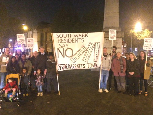 Locals hold protest against 27-storey tower at St George’s Circus