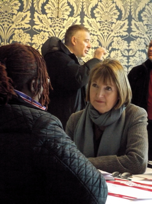 Harriet Harman brings Labour’s pink bus to Guy’s Hospital