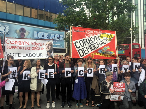 Dozens at rally in support of Jeremy Corbyn at Elephant & Castle