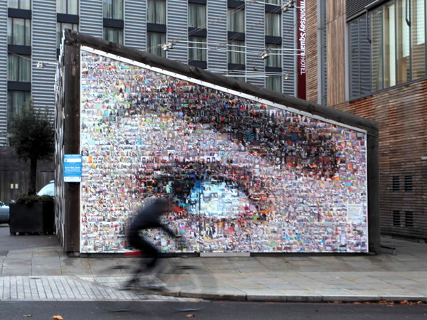 Giant photo mural in Tower Bridge Road