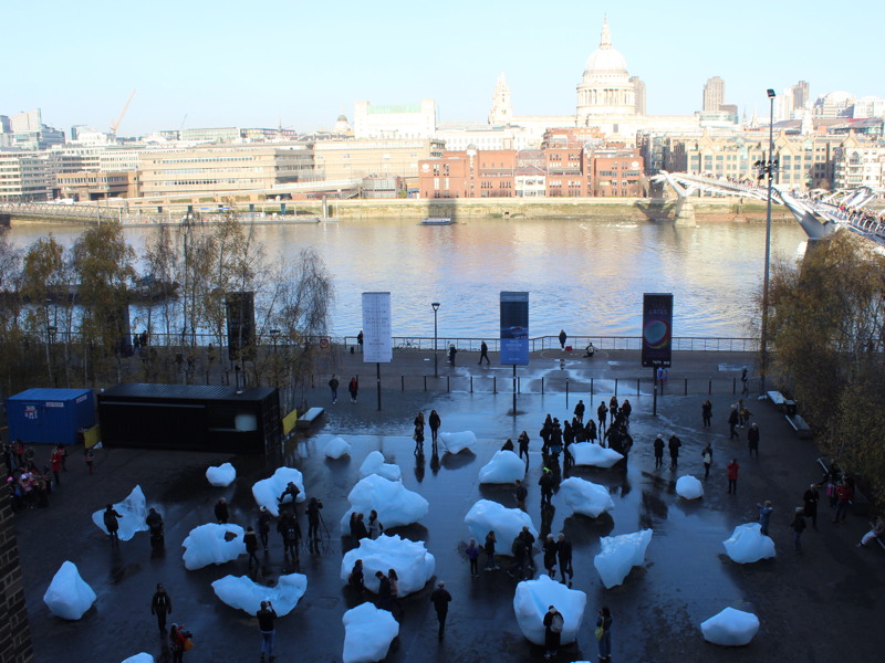 Giant ice blocks left to melt to highlight climate change