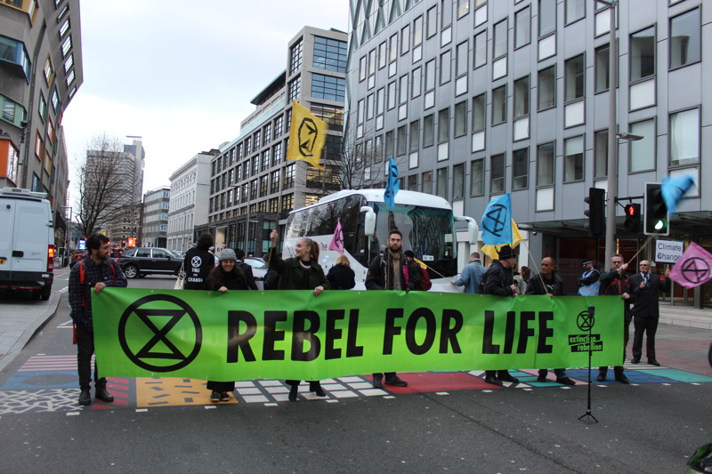 Climate change campaigners block traffic near Tate Modern