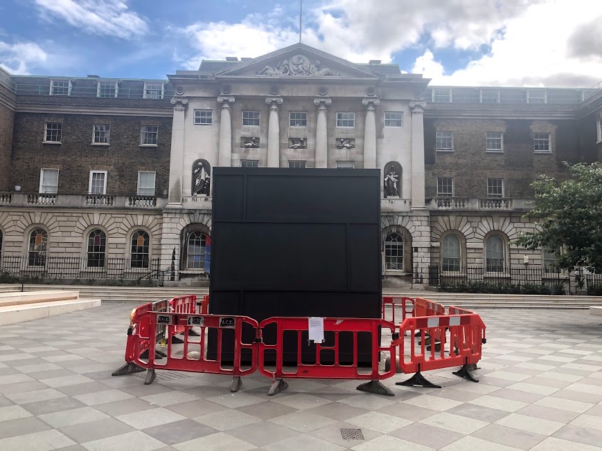 Thomas Guy's statue has been boarded up 