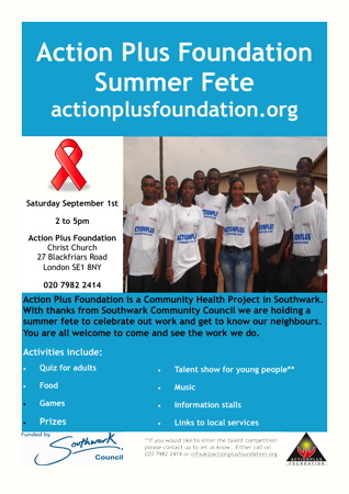 Actionplus Foundation Summer Fete at Christ Church Southwark