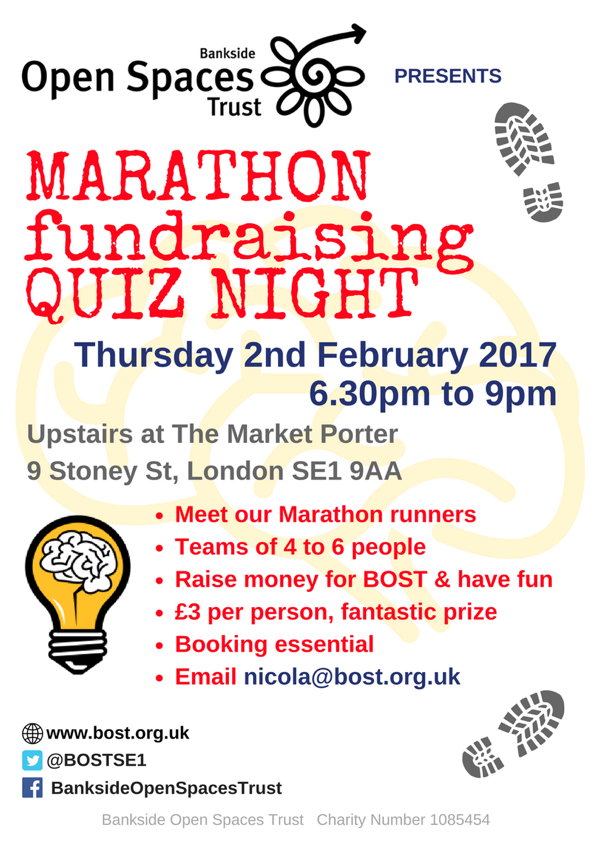 BOST Marathon Fundraising Quiz Night at The Market Porter